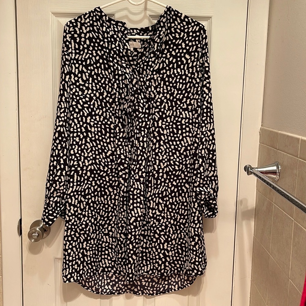 Loft Quarter Button Up Midi Dress w/ Sleeves | Size XS